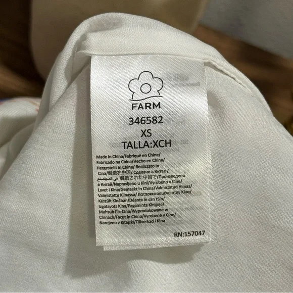 Farm Rio NWT XS Off White Fresh Table Euroflax Premium Linen Mini Dress Elegant - Picture 9 of 9